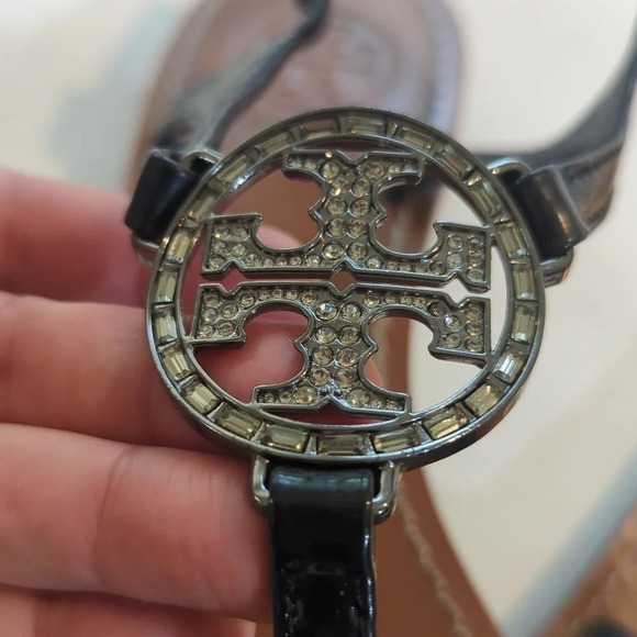 Tory Burch Miller rhinestone logo sandal summer flats - Picture 11 of 11